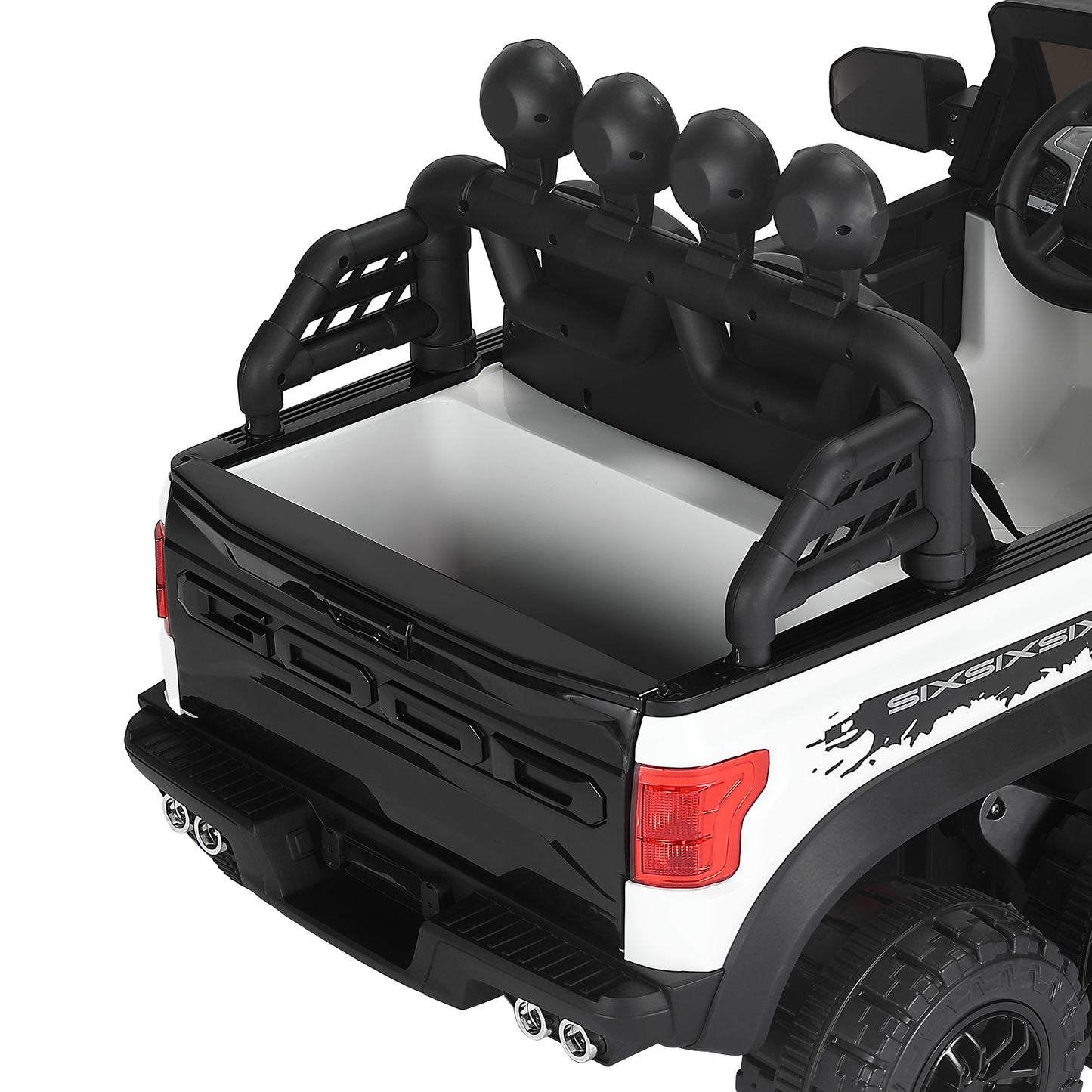Electric 12V Battery White Kids Ride On Truck Car Pickup w/ RC LED MP3 6 Wheel