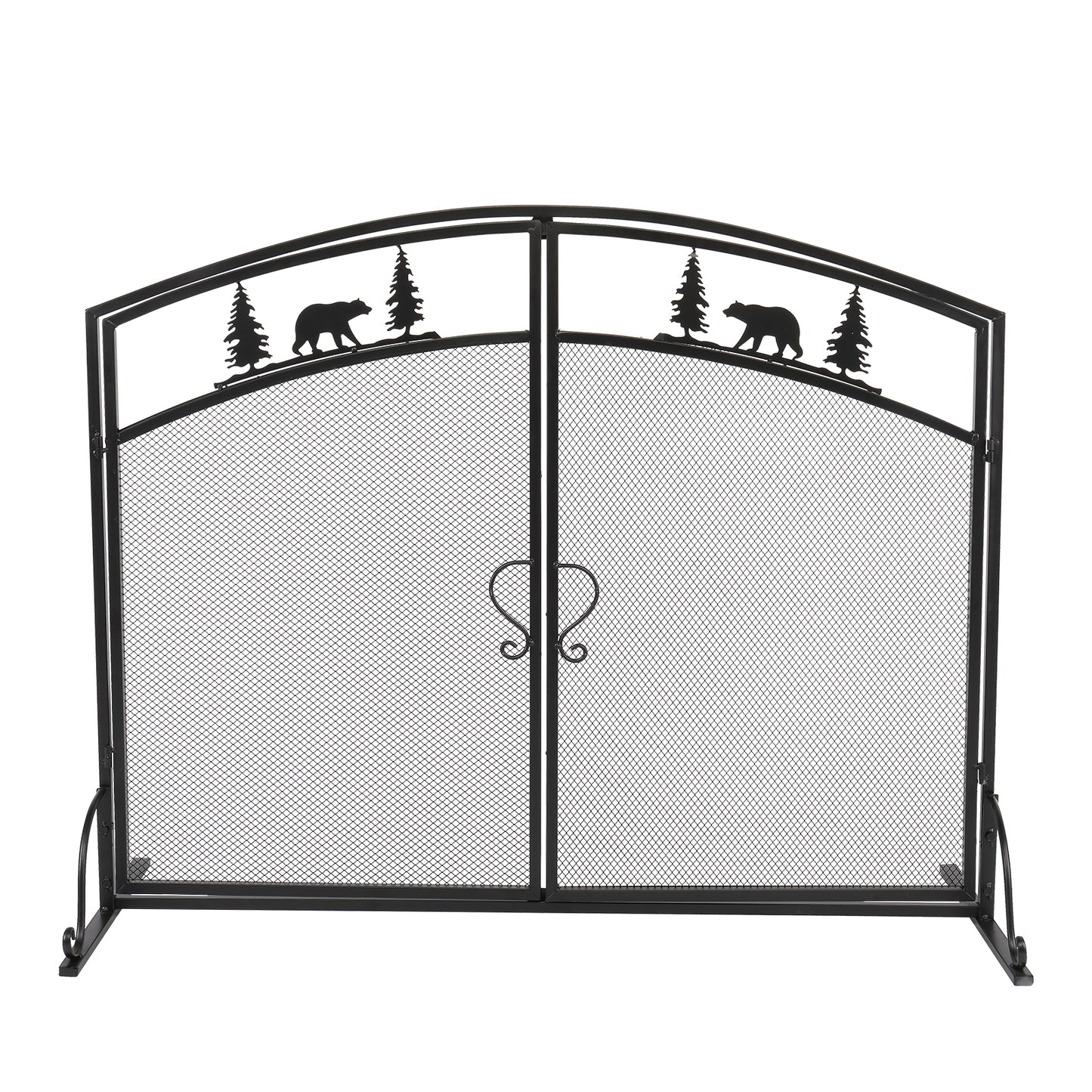 Double-door Curved Christmas Tree Decoration Fireplace Screen (99 x 34.5 x 79)cm