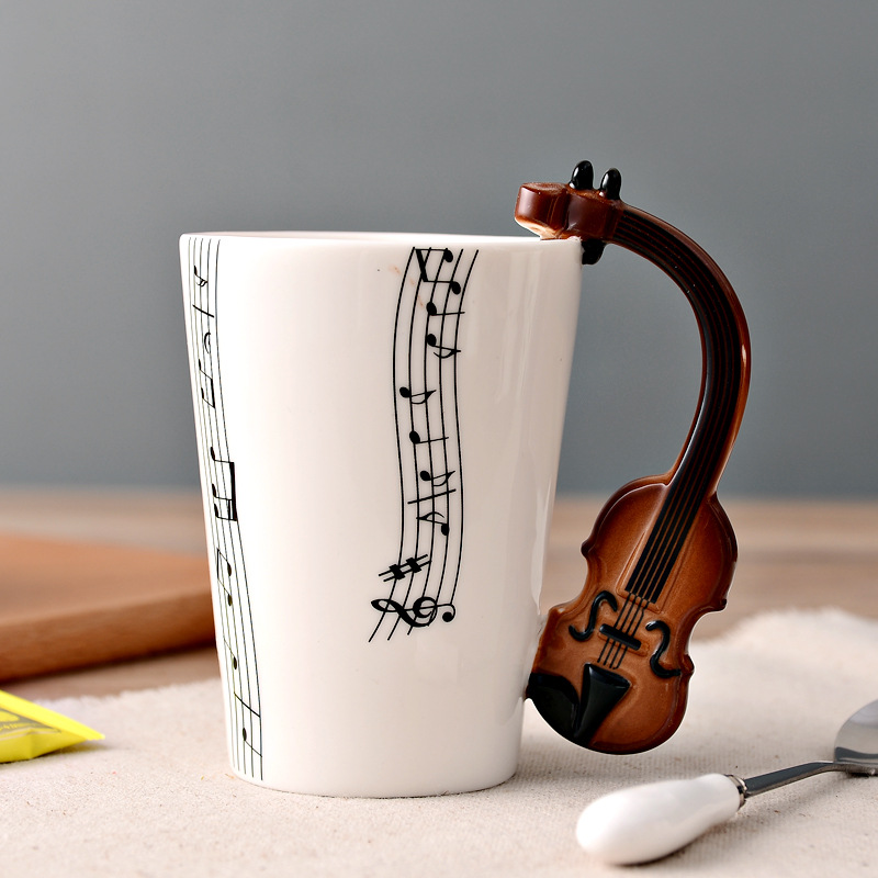Violin Musical Note Pattern Coffee Mug