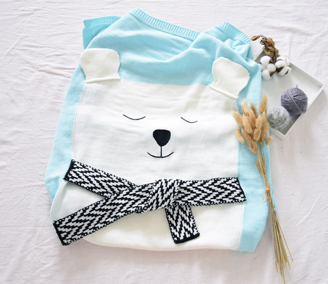 Cartoon Bear Fox Rabbit Animal Cute Baby Throw Blanket