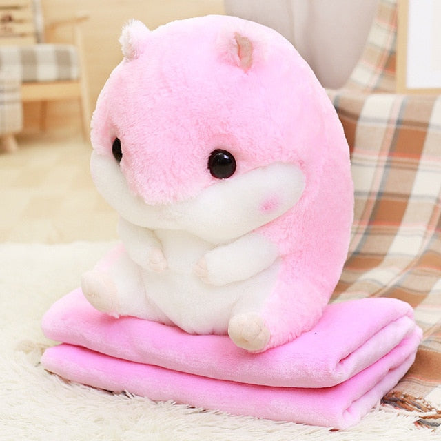 Cartoon Hamster Cushion Blanket