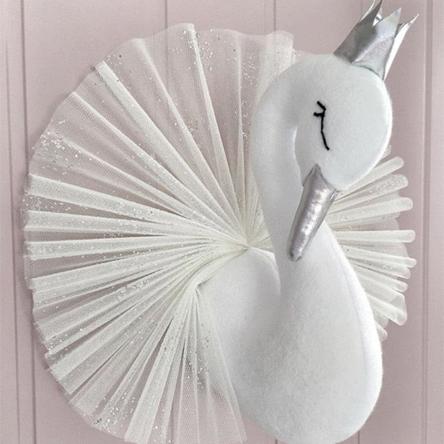 Room Decor Plush Animal Head Swan Wall Home Decoration