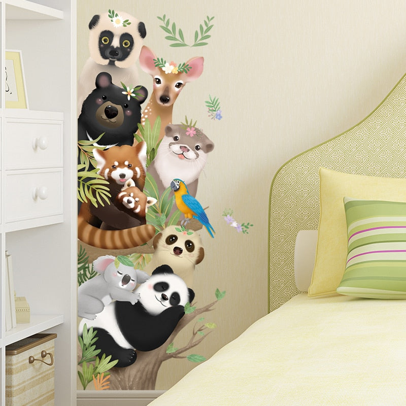 Lovely Panda Giraffe Koala Animal Cartoon Wall Stickers for Kids Room