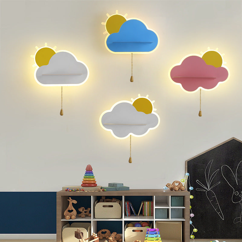 Modern LED Children Wall Lamp with Switch Metal Sconce