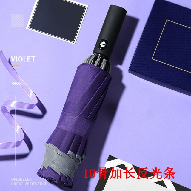 LED Lighting Windproof Automatic Folding Inverted Umbrella