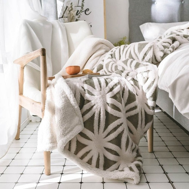 Nordic Flowers Thick Winter Throws Blanket