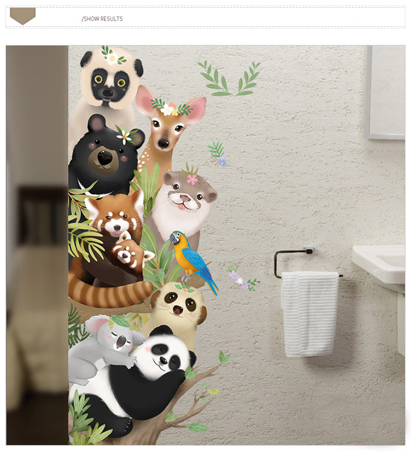 Encantadoras pegatinas de pared de dibujos animados de animales de Panda jirafa Koala para habitación de niños