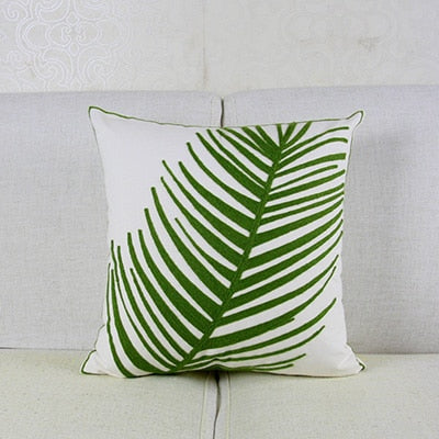 Green Embroidery Geometric Moroccan Pillow Case